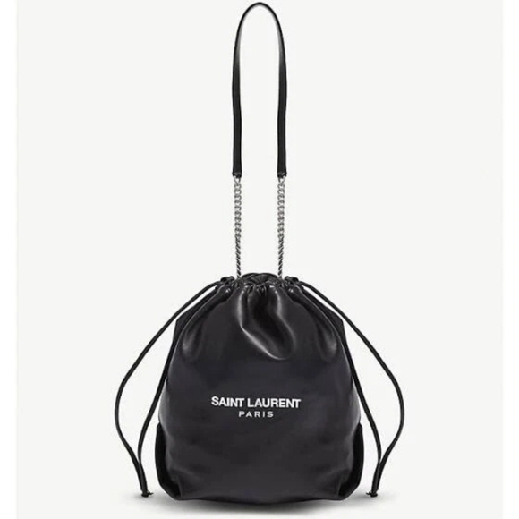 Saint Laurent Handbags - Saint Laurent Black Leather Teddy Bucket Bag